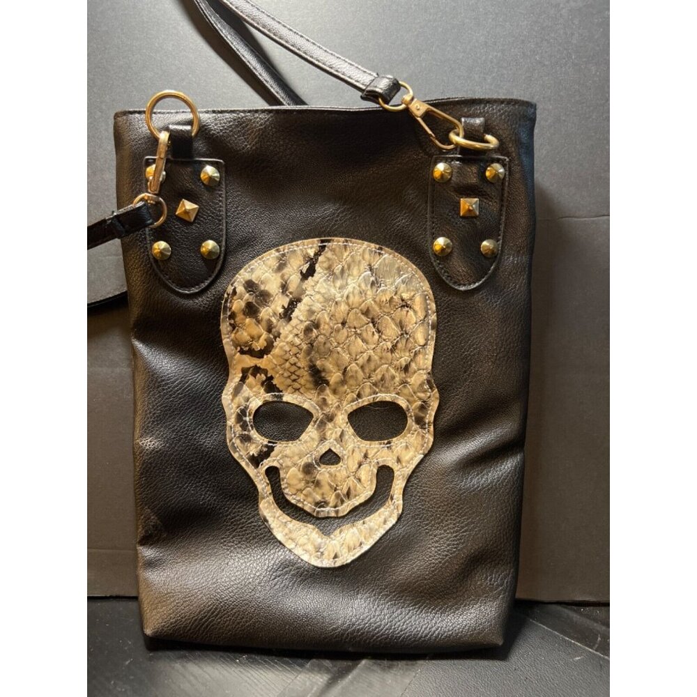 Jingpin Skeleton Snakeskin Skull Purse Womens Hand Bag Black Crossbody Punk